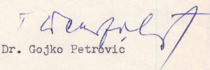 potpis - Dr. Gojko Petrović